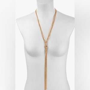 Nicole Miller Long Multichain Goldtone Y Tassel Knotted Necklace